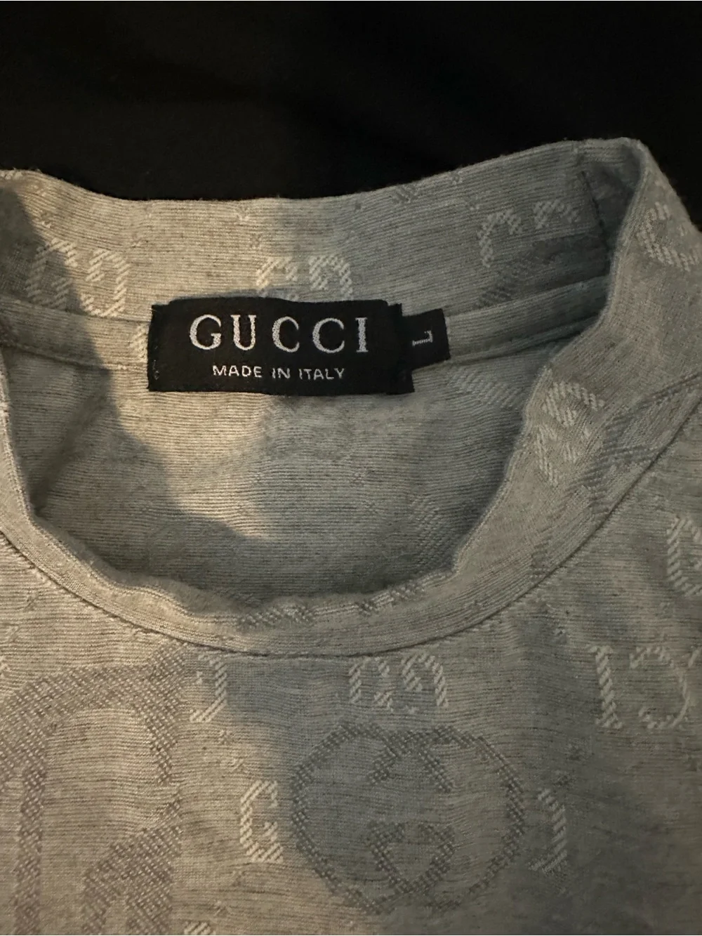 Gucci Light Gray Jacquard Logo Tee